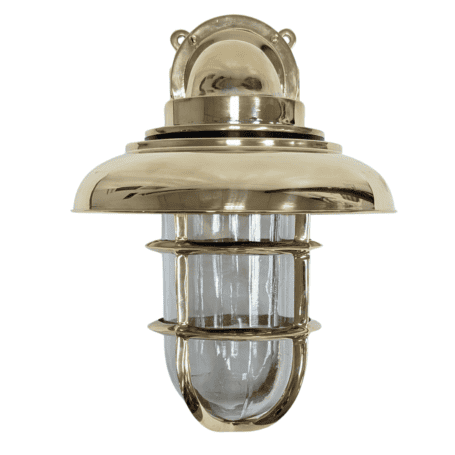 Large Brass Ship Light Large Brass Ship Light - Front View with Clear Glass Globe and Brass Cover