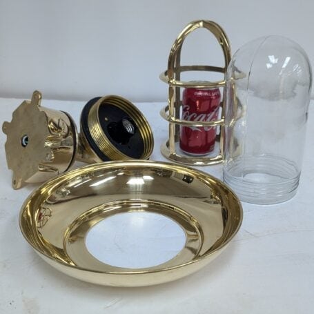 Large Brass Wall Sconce Ship Light Unassembled Large Brass Wall Sconce - Unassembled Components, Including Brass Cover and Clear Glass Globe