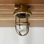Vintage Miletich Brass Ceiling Light with Clear Globe (2)