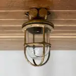 Vintage Miletich Brass Ceiling Light with Clear Globe (3)