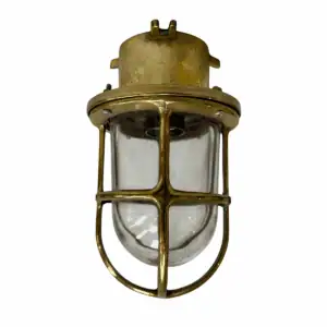 Vintage Miletich Brass Ceiling Light with Clear Globe
