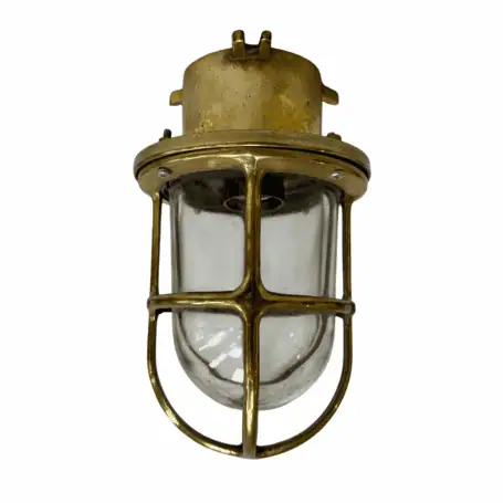 Vintage Miletich Brass Ceiling Light with Clear Globe