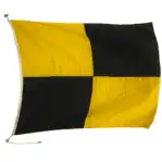 Vintage Letter L nautical flag with black and yellow checkered pattern and metal grommets