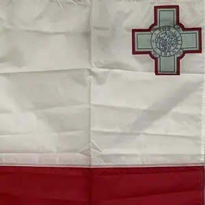 Full Malta Ship Flag showing red and white bicolor layout and stitched header