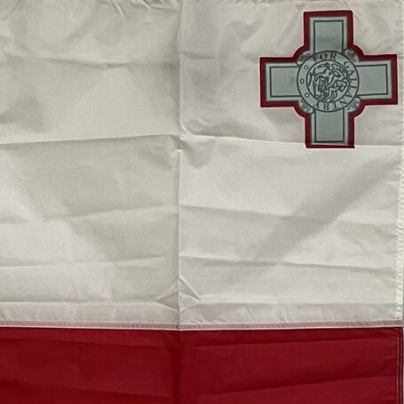 Malta Ship Flag - 36 x 24 Nylon with Historic Crest Malta Ship Flag with visible George Cross and red border detail on nylon fabric