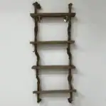 Back View: Back view of nautical 4-step rustic rope ladder showing rope construction