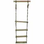 Nautical Rope Ladder - Reclaimed Wooden 4-Step Ship Ladder for Coastal Décor x