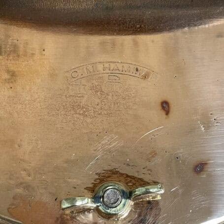 Vintage Large Copper Nautical Light - Made by C.M. Hammar 04 C.M. Hammar maker’s mark engraved on copper nautical light lid