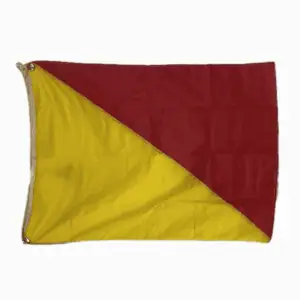Vintage O nautical signal flag for sale displayed horizontally with grommets and frayed roping