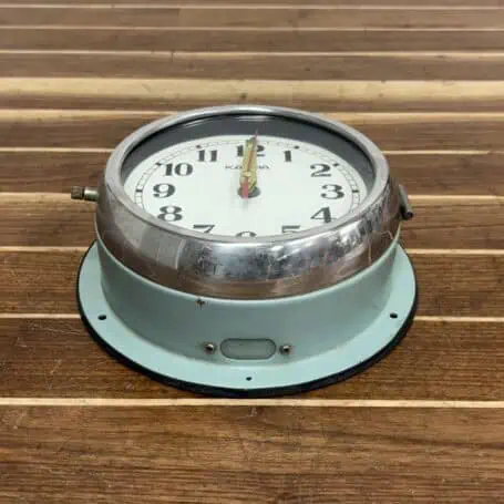 Main Image: Vintage ship's wall clock by Kappa with cream face and chrome bezel