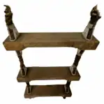 Wooden rungs with white spacers and rope ends