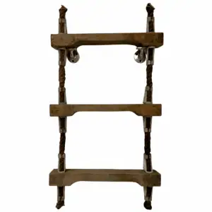 3-step reclaimed wooden ship ladder front view