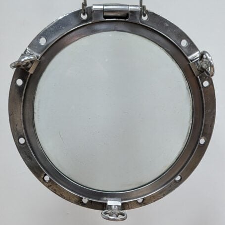 Aluminum Porthole Window 21 inch Diameter 02 21" Aluminum Porthole Window - Front View with Glass and Locking Mechanism