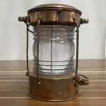 Copper lantern set – side view showing clear Fresnel lens