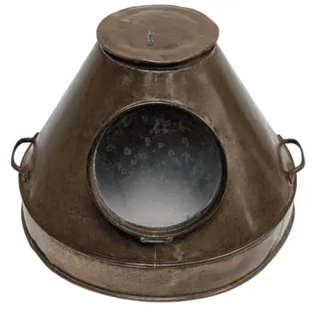 Antique Brass Binnacle Top – Rear View with side handles and porthole