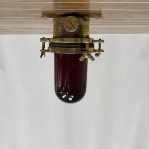 main photo of the Brass Nautical Ceiling Light with Red Globe