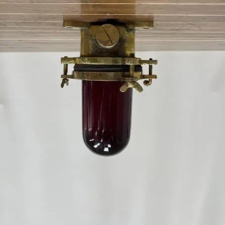 main photo of the Brass Nautical Ceiling Light with Red Globe