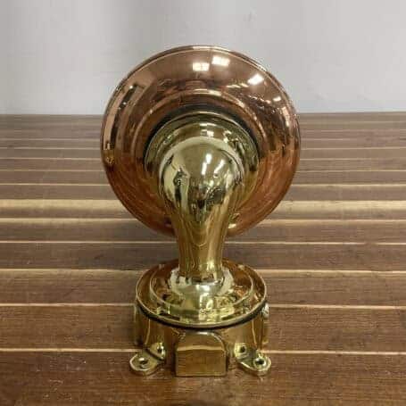 Nautical Wall Sconce - Brass (Copper Cover) Brass nautical wall sconce side profile showing polished finish