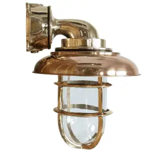 Large Brass Wall Sconce with Brass or Copper Cover Side View