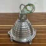 nautical aluminum pendant light side view showing ribbed aluminum shade