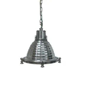 nautical aluminum pendant light hanging from chain ceiling mount