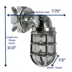 Nautical Wall Sconce Aluminum (No Cover) Dimensions