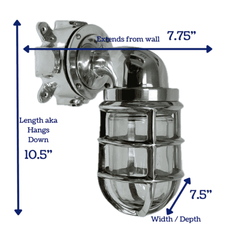 Nautical Wall Sconce Aluminum (No Cover) Dimensions Nautical Wall Sconce Aluminum (No Cover) Dimensions