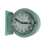 Front view of the Salvaged Seafoam Double-Sided Ship Clock with dual 5.5-inch dials.