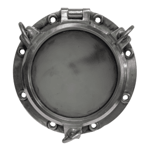 Ships Porthole - Aluminum Three-Dog 17.25" with Foggy Glass - Front View with Locking Dogs