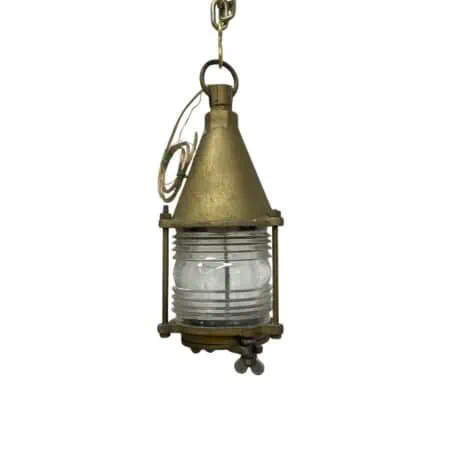 aluminum marine pendant light with 360 fresnel lens front view