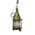 aluminum marine pendant light with 360 fresnel lens angled view