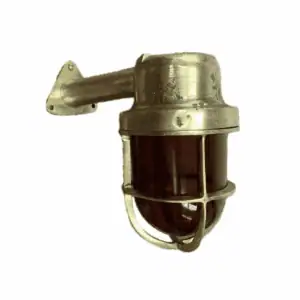 Amber Glass Cast Brass Wall Light With Arm - White