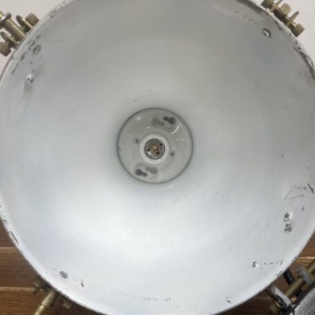 Brass Caged Industrial Pendant Light with Ceramic Socket straight view to the ceramic socket