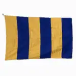 Horizontal view of letter G signal flag showing full striped pattern and hanging grommet