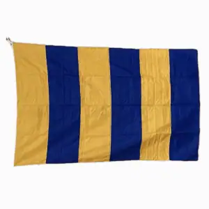 Horizontal view of letter G signal flag showing full striped pattern and hanging grommet