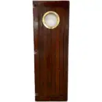 Front: Salvaged Ship Door with Porthole front view showing solid wood planks