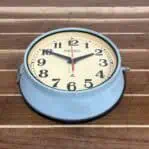 Bottom Angle: Bottom view of Seiko Blue Grey and Ivory Slave Clock showing case depth