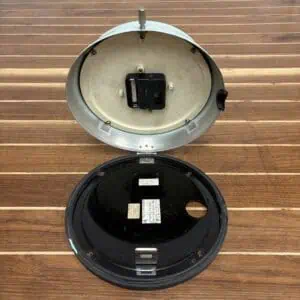 Main: Seiko Blue and Cream Ship Clock mounted on wall showing full front view