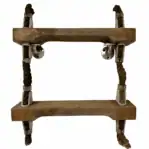 Two-step nautical rope wood ladder on white background