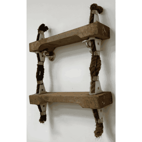 Two-Step Nautical Rope Wood Ladder (4) Nautical ladder side profile with wood steps and rope