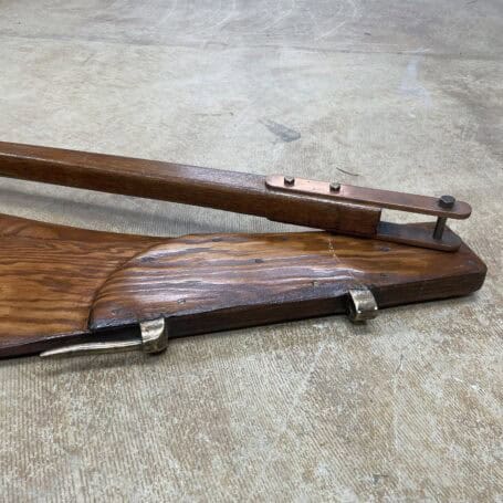 Vintage Nautical Wood Rudder Decor with Brass and Copper Hardware (3) Vintage wooden ship rudder from private Cleveland collection laid flat
