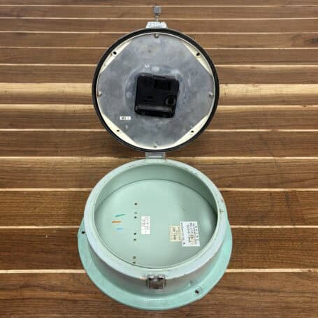 Vintage Seiko Slave Clock - Wall Mounted (2) Interior view of clock showing battery mechanism and inspection labels