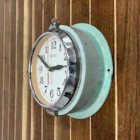 Vintage Seiko Slave Clock - Wall Mounted (3) Side angle of vintage Seiko slave clock showing chrome bezel