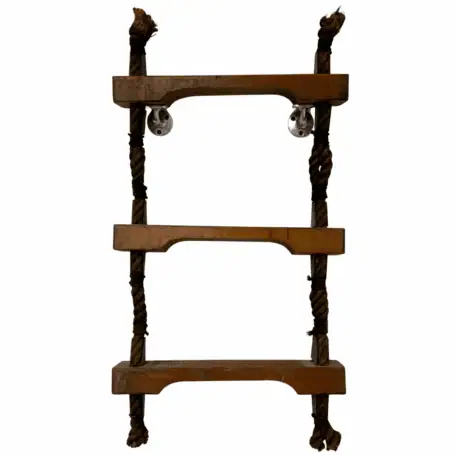 3-step rope ladder for nautical décor on white background