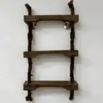 Back view of 3-step rope ladder for nautical décor with spacers