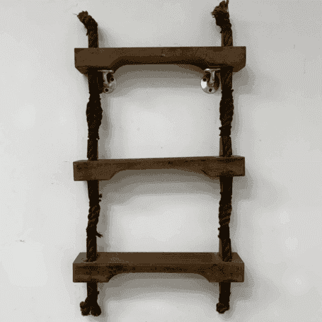 3-Step Rope Ladder for Nautical Décor (12) Back view of 3-step rope ladder for nautical décor with spacers
