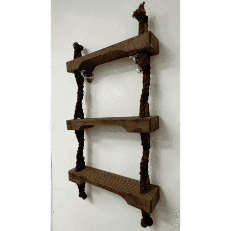 3-Step Rope Ladder for Nautical Décor (7) Nautical ladder side profile with wood rungs and rope