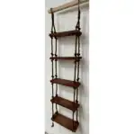 Side View of 5-Step Nautical Rope Ladder with Hooks Showing Painted Steps