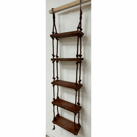 5-Step Nautical Rope Ladder with Hooks (3) Side View of 5-Step Nautical Rope Ladder with Hooks Showing Painted Steps
