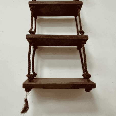 5-Step Nautical Rope Ladder with Hooks (5) Upward View from Bottom Showing Underside of Steps and Rope Ends
